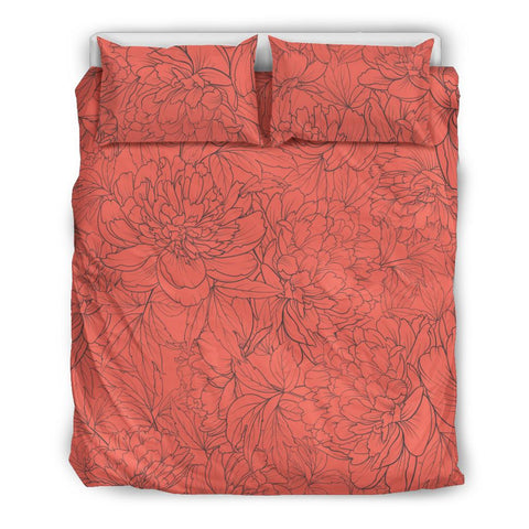 Vintage Floral Sketch (Living Coral) - Bedding Sets