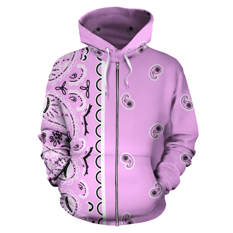 Pink Bandana Asymmetrical Zip Hoodie