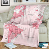 Pink World Map Snuglee Blanket