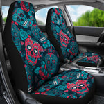 Red & Blue Sugar Skull Car Seat Covers