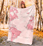 Pink World Map Snuglee Blanket