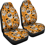 Orange Sugar Skull Car Seat Covers