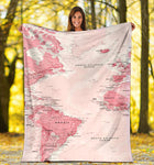 Pink World Map Snuglee Blanket